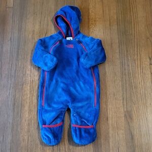 The North Face Kids Fleece Footie in Blue and Red